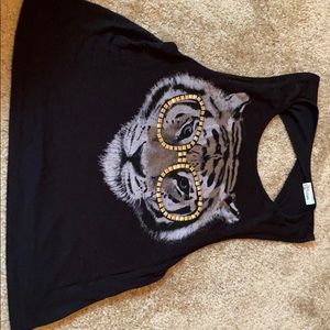 Black tank top with a tiger on the front